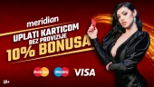 Meridian poklanja 10 KM i 300 besplatnih spinova + specijalni bonus 10% na sve uplate karticama!